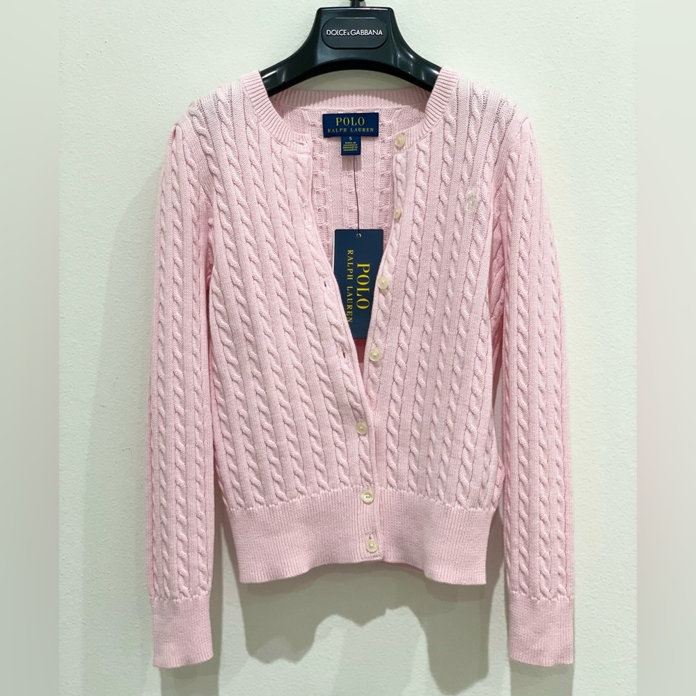 Polo Ralph Lauren knit cotton cardigan. Light pink color. Size 5T
